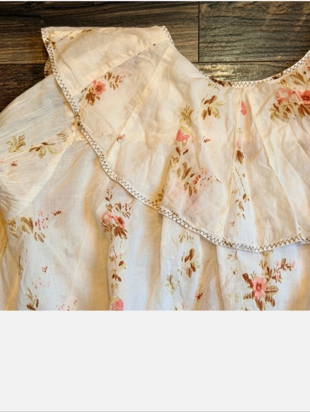 FREE PEOPLE Camilla Printed Vintage Floral French Country Blouse Ivory S NWOT